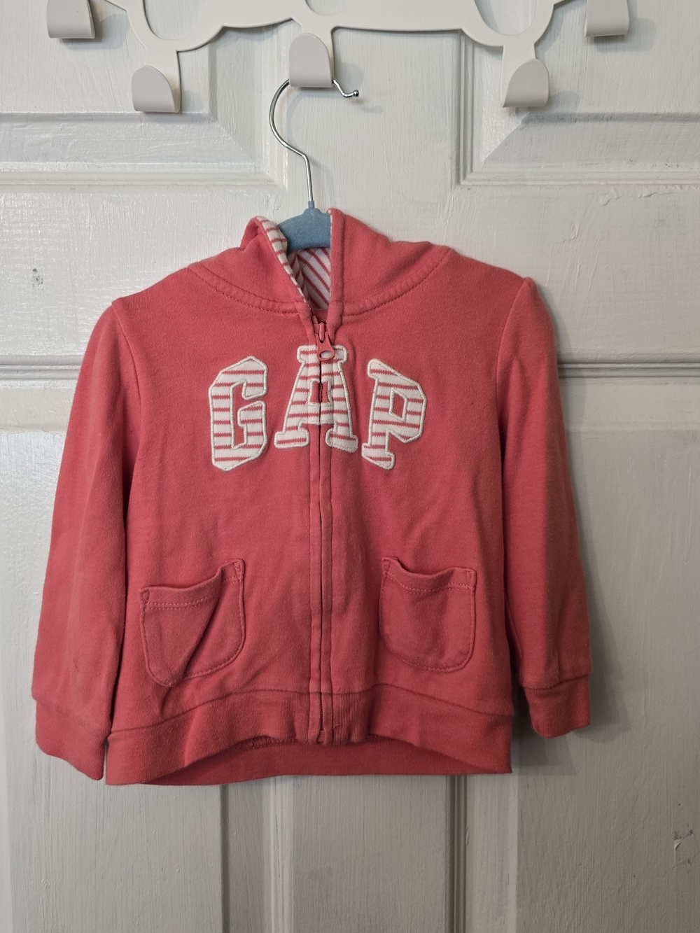 GAP Coral Hooded Zip Jacket with Striped Trim